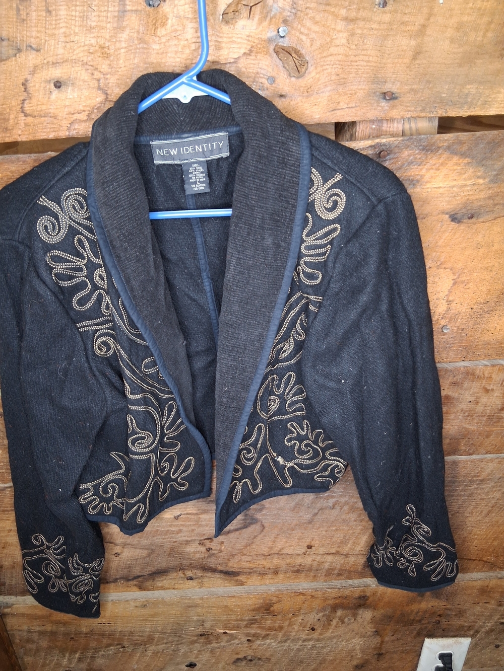 New Identity Women's Black Embroidered Varsity-Style Jacket
